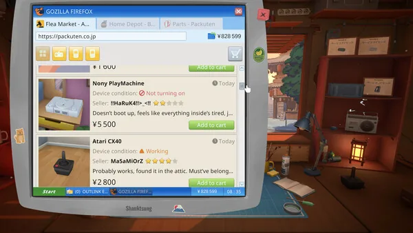 ReStoryのゲーム内ショップで交換用機器を探しているSteam公式スクリーンショット