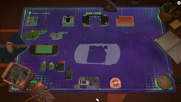 Offizieller ReStory-Steam-Screenshot mit Leiterplatte und Reparaturteilen